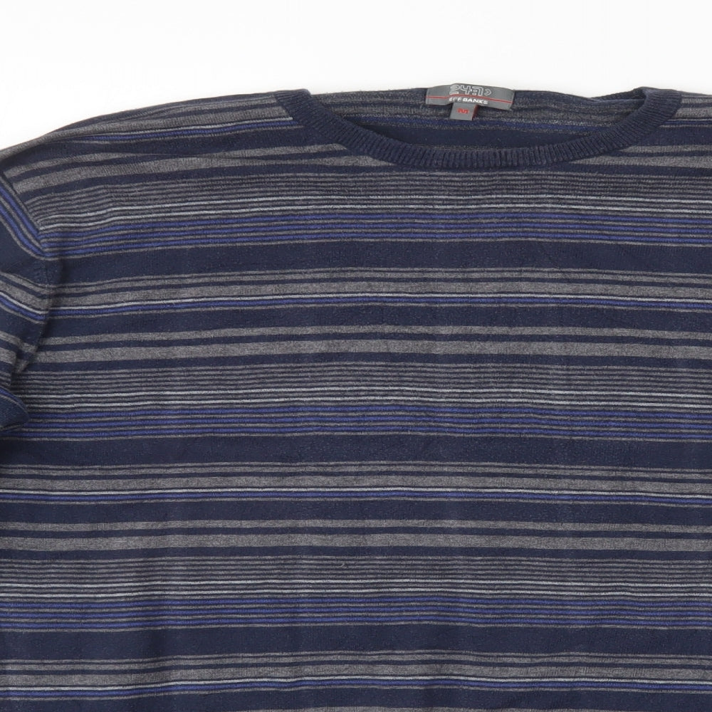 Jeff Banks Mens Blue Striped  Pullover Jumper Size M