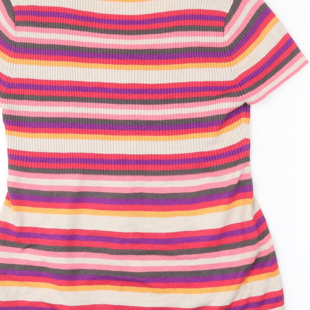 M&Co. Womens Multicoloured Striped  Cardigan Jumper Size L
