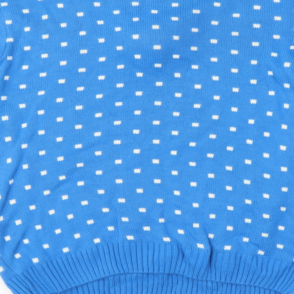 Xited Mens Blue Polka Dot  Pullover Jumper Size L  - Snowman, Christmas