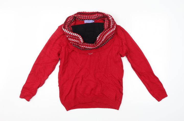 Autonomy Womens Red Argyle/Diamond Pullover Jumper Size M