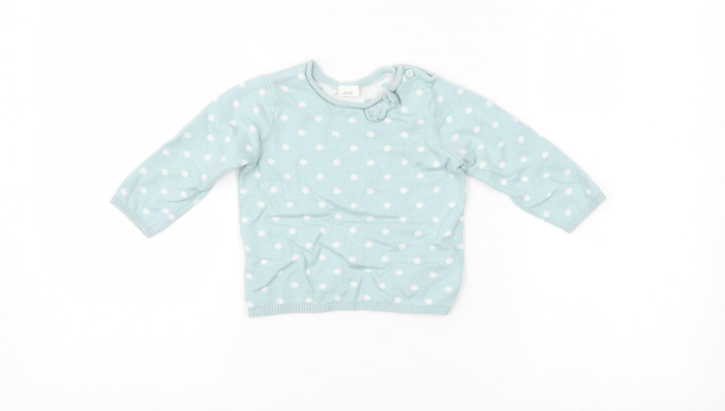 H&M Baby Blue Spotted  Pullover Jumper Size 6-9 Months