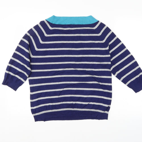 M&Co. Womens Blue Striped  Pullover Jumper Size 18