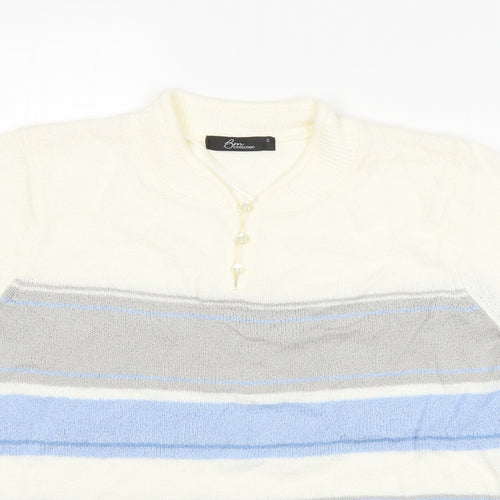BM Mens Multicoloured Striped  Pullover Jumper Size S