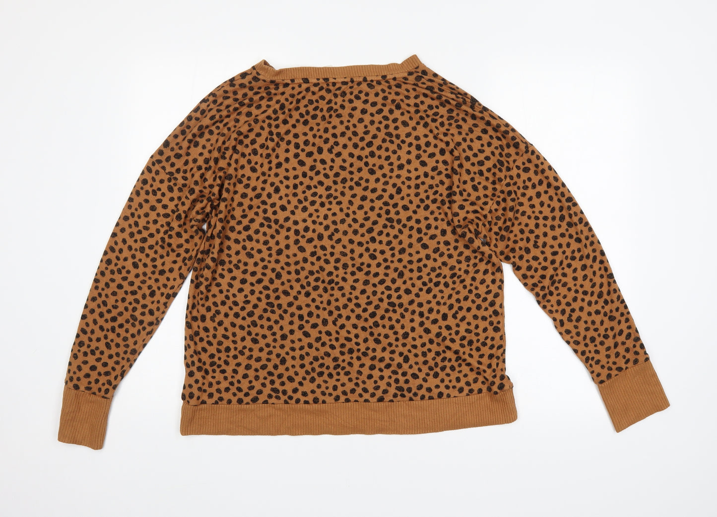 The Lounge Edit Womens Brown Animal Print  Pullover Jumper Size 14