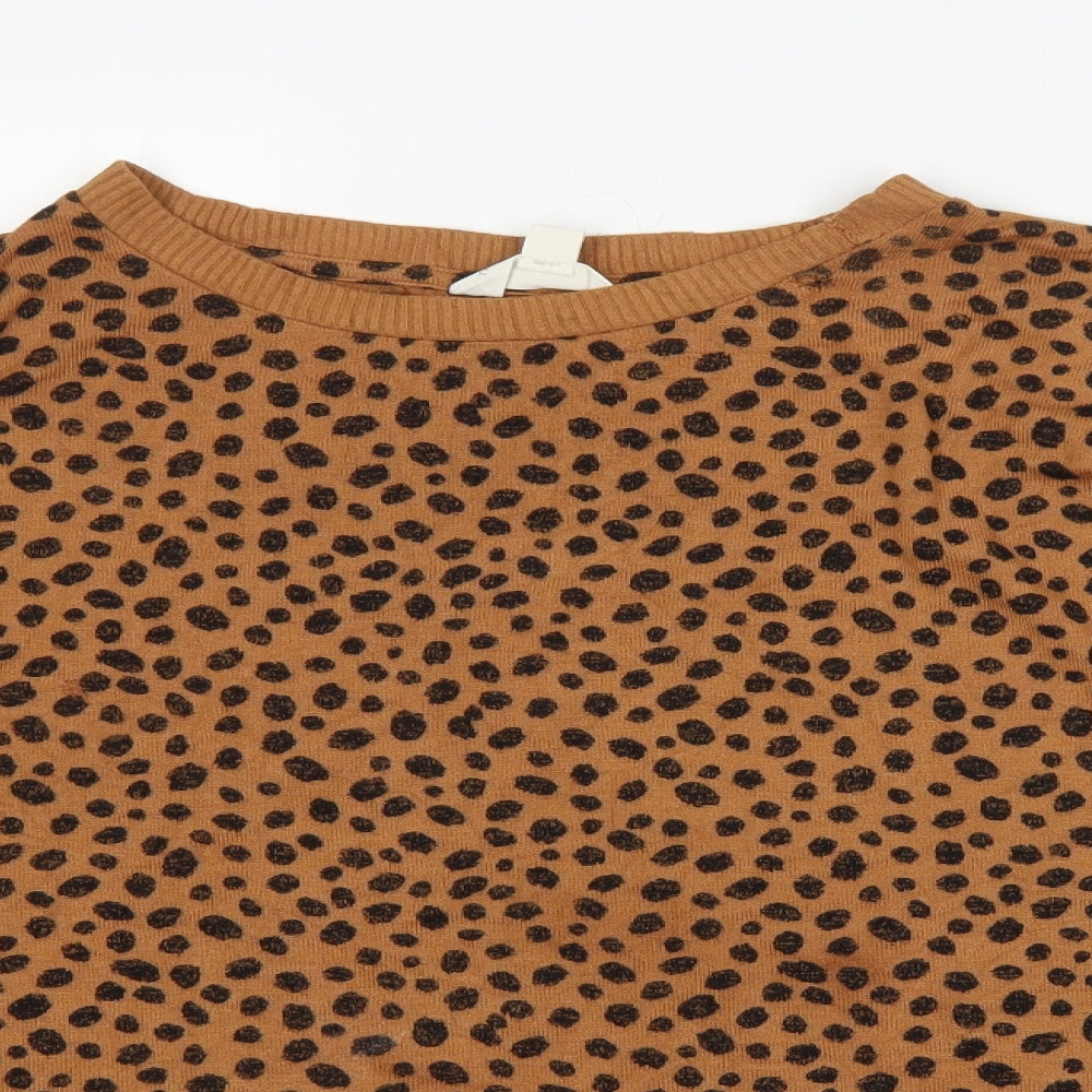 The Lounge Edit Womens Brown Animal Print  Pullover Jumper Size 14