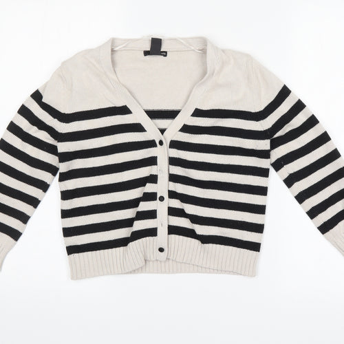 H&M Womens Black Striped  Pullover Jumper Size XS