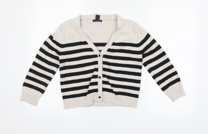 H&M Womens Black Striped  Pullover Jumper Size XS