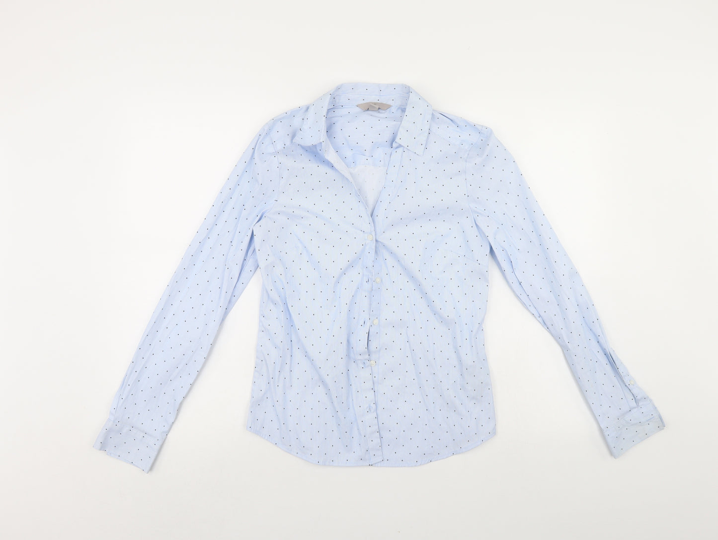 H&M Womens Blue Polka Dot  Basic Button-Up Size 8