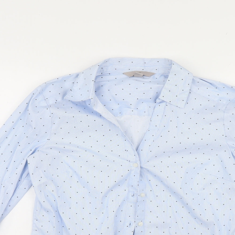 H&M Womens Blue Polka Dot  Basic Button-Up Size 8