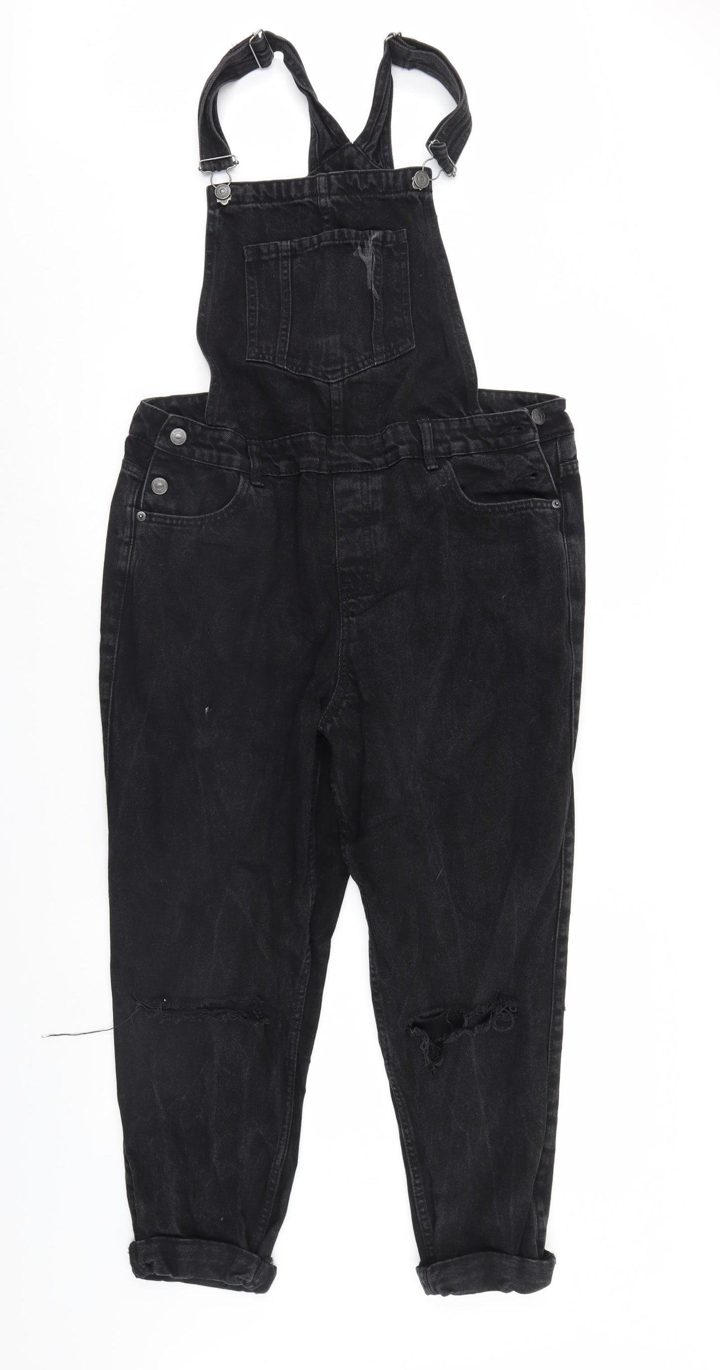 New Look Womens Black  Denim Dungaree One-Piece Size 14