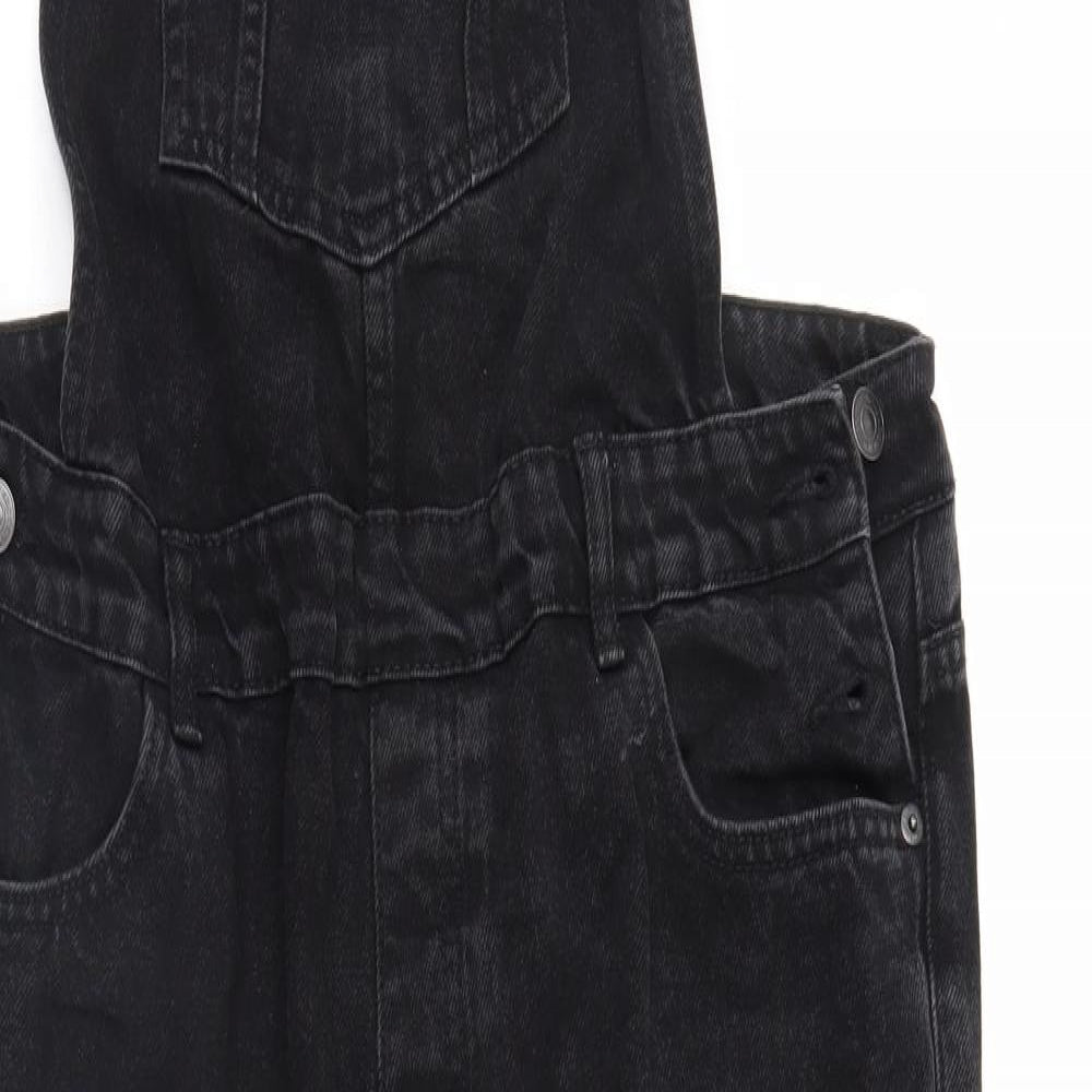 New Look Womens Black  Denim Dungaree One-Piece Size 14