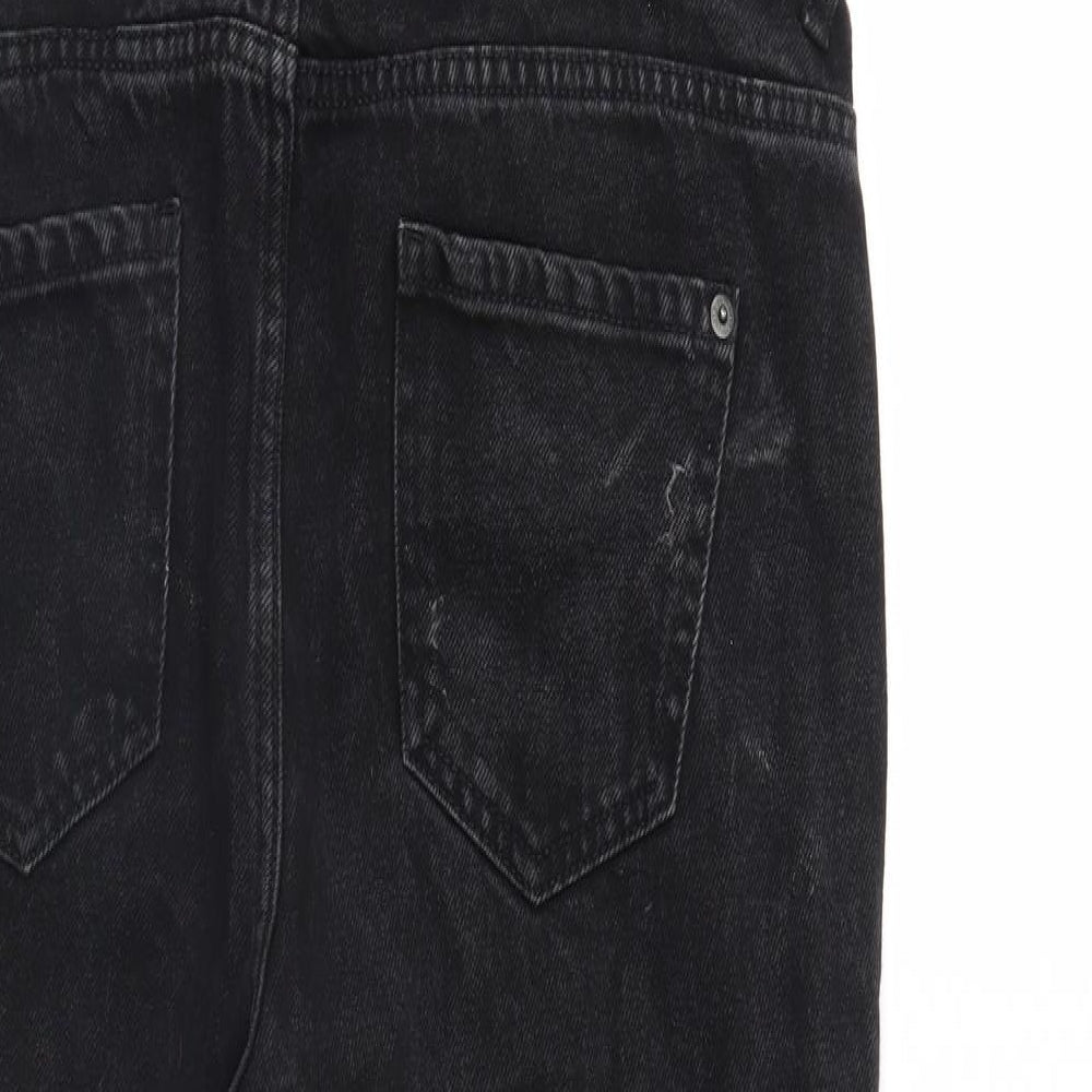 New Look Womens Black  Denim Dungaree One-Piece Size 14