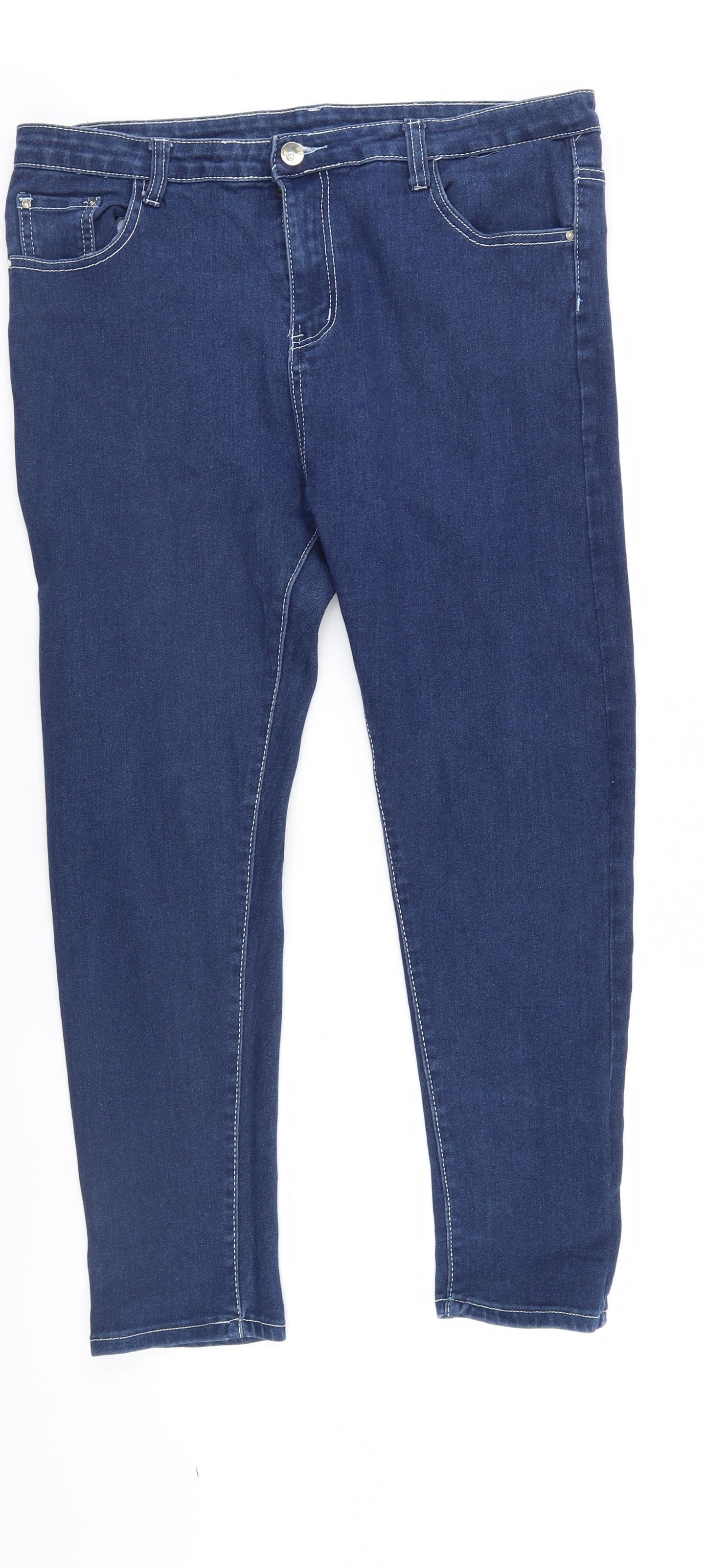 Preworn Womens Blue  Denim Straight Jeans Size 38 in L27 in