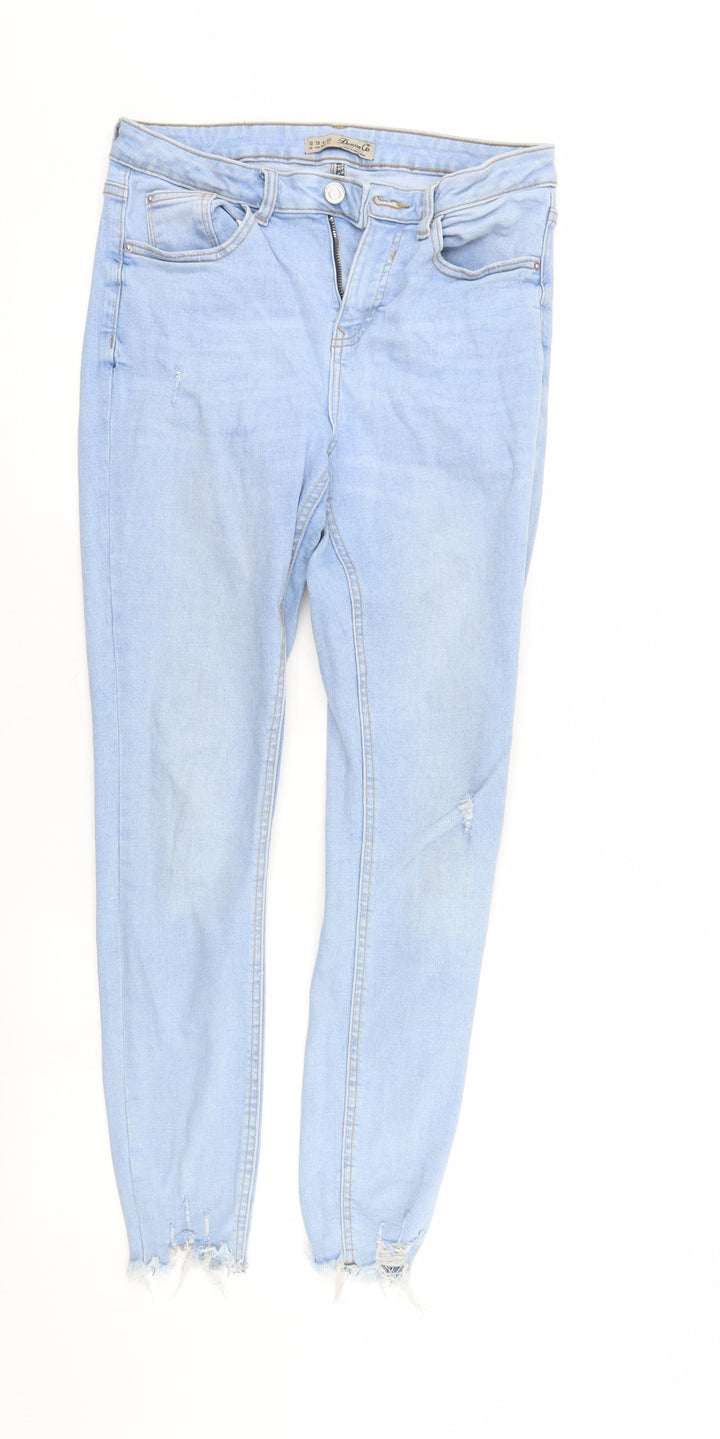 Denim & Co. Womens Blue Denim Tapered Jeans Size 10 L27 in