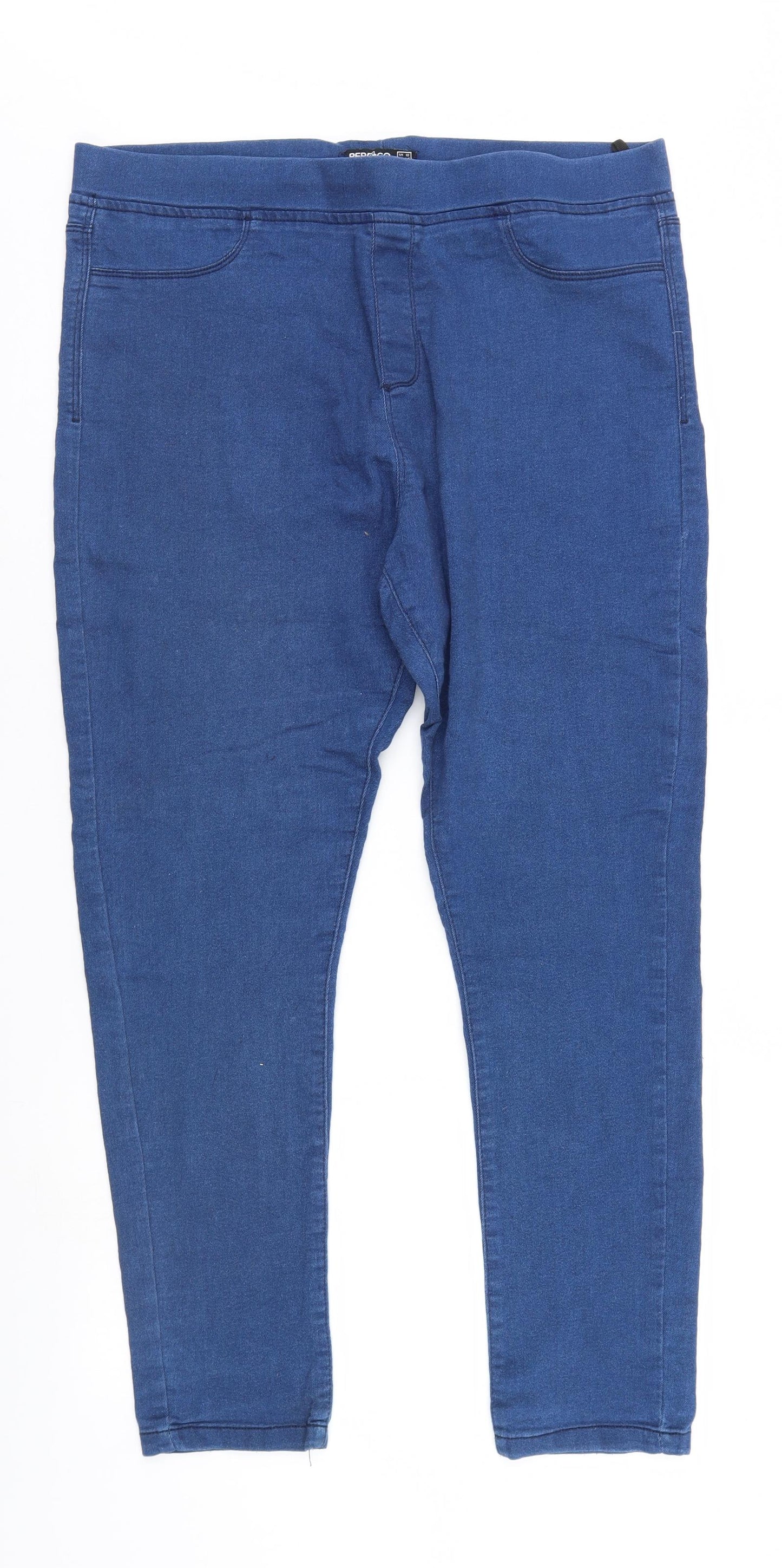 Pep & co Womens Blue  Denim Straight Jeans Size 18 L28 in - Elastic Waist