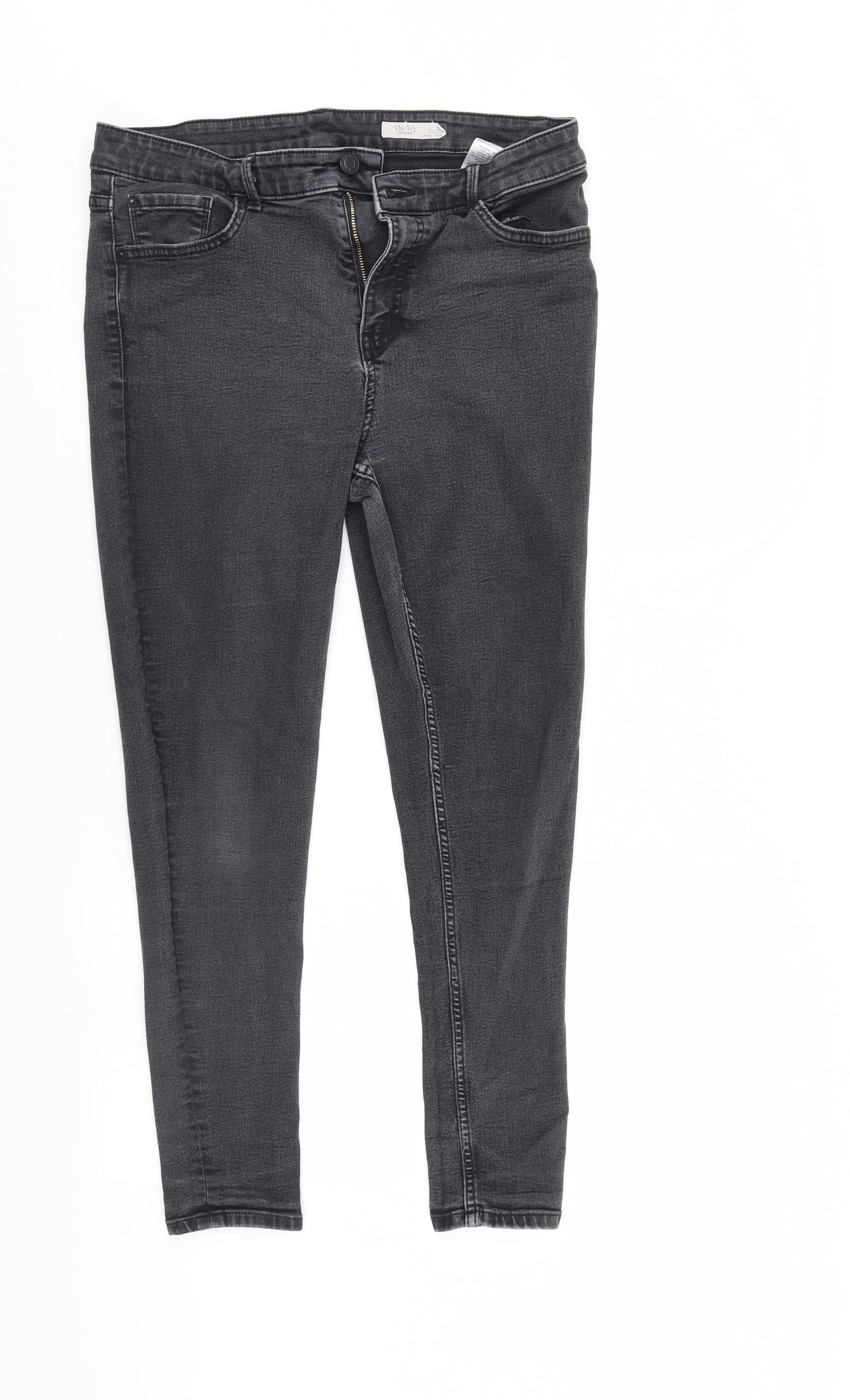 M&S Womens Black  Denim Straight Jeans Size 16 L27 in - Elastic Waist