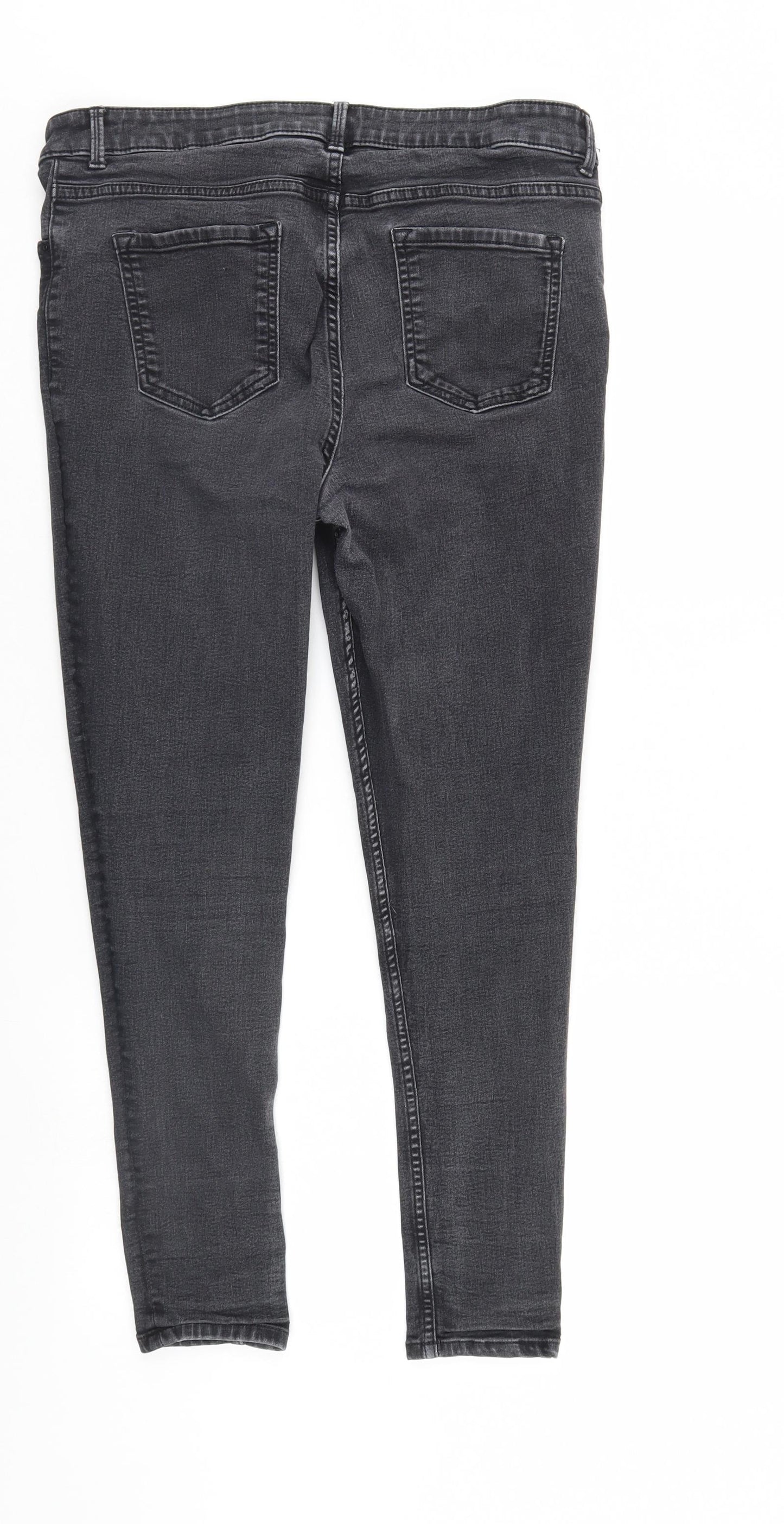 M&S Womens Black  Denim Straight Jeans Size 16 L27 in - Elastic Waist