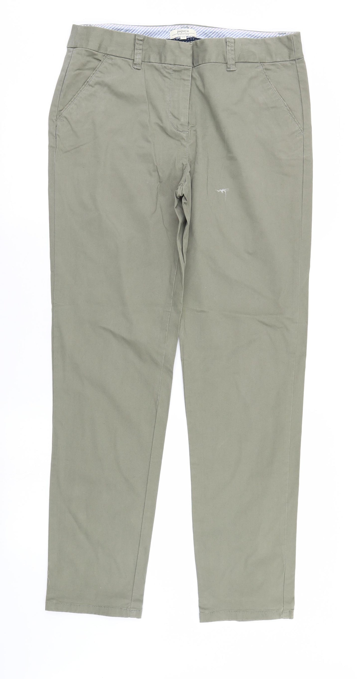 Papaya Womens Green   Chino Trousers Size 12 L31 in