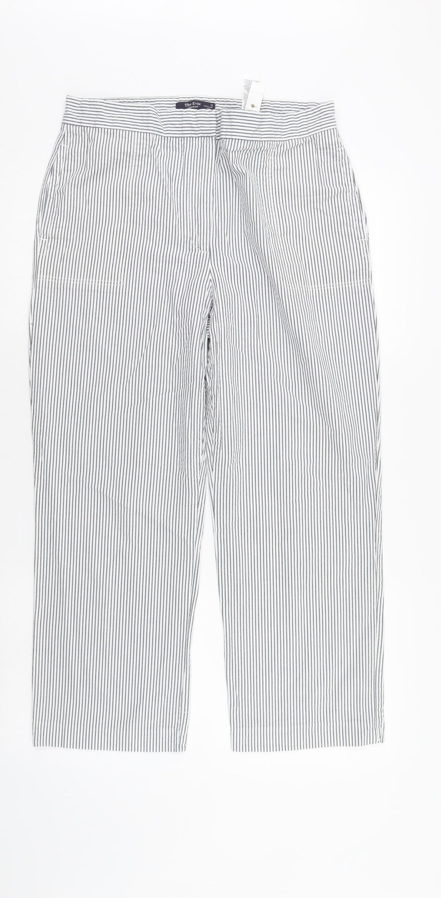 The Evie Womens Grey Striped  Cropped Trousers Size 12 L24 in