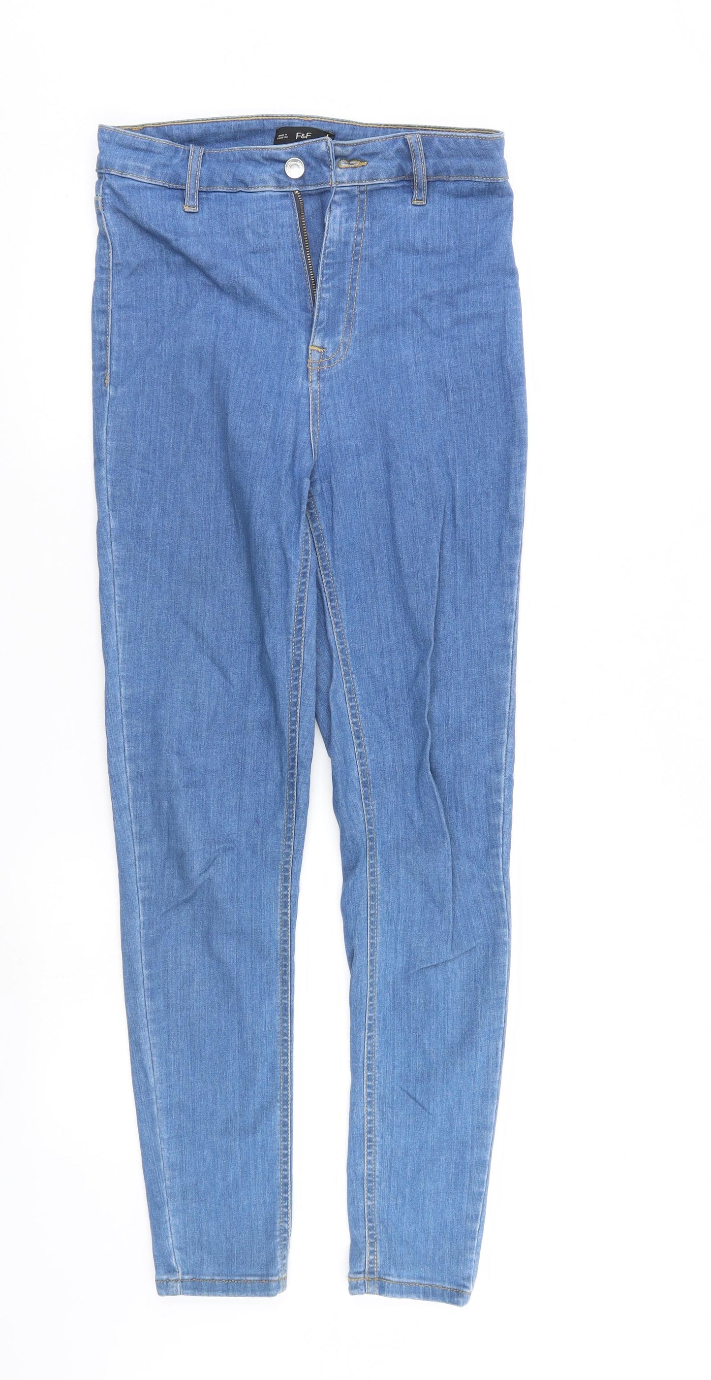 F&F Womens Blue  Denim Tapered Jeans Size 8 L28 in
