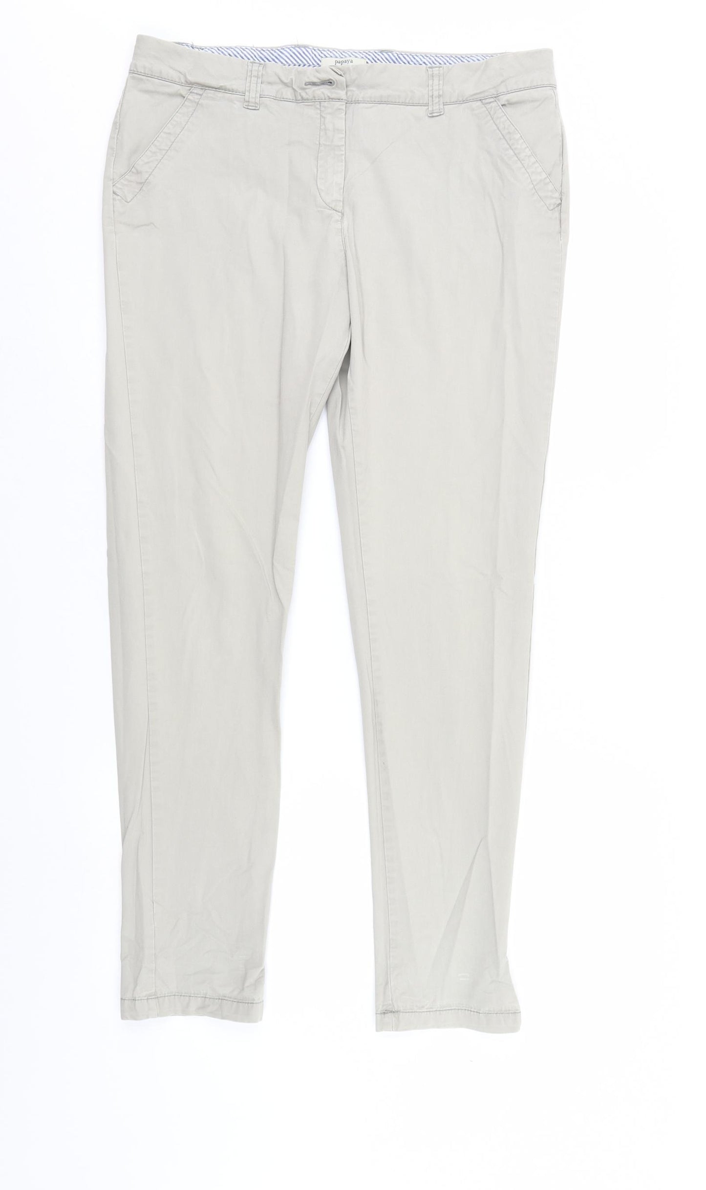 Papaya Womens Ivory   Chino Trousers Size 14 L30 in