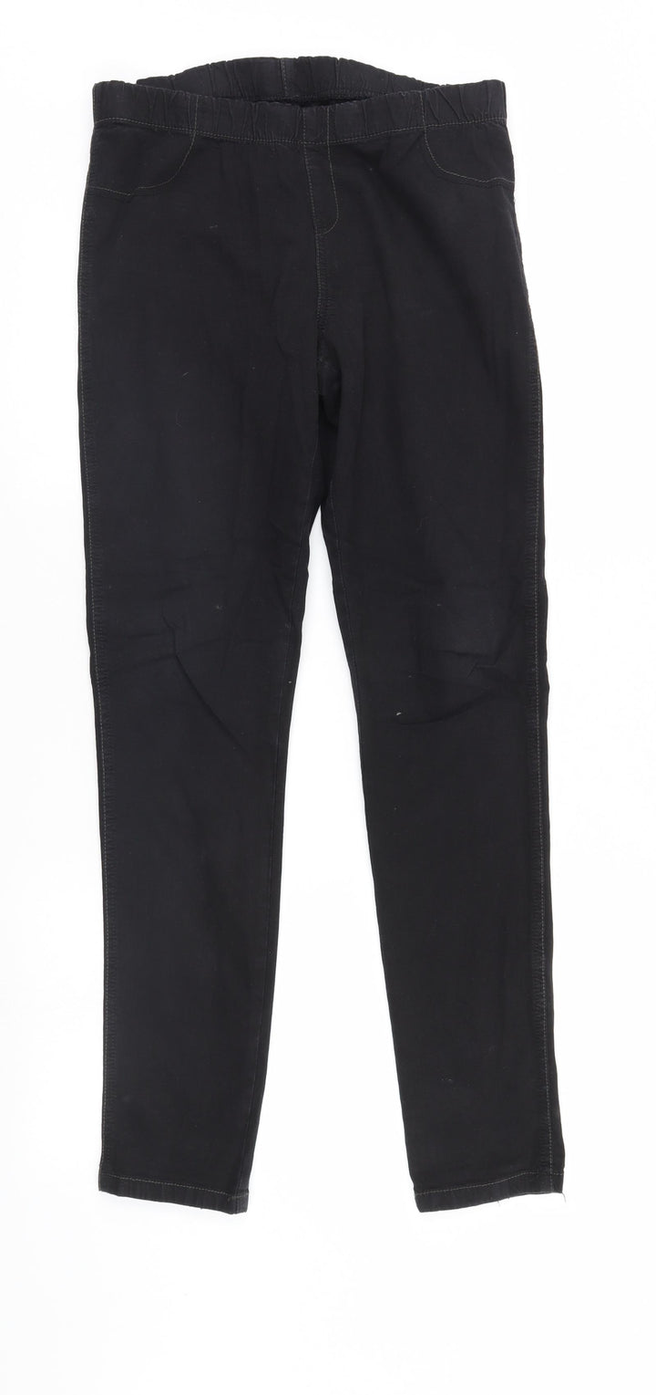Cherokee Womens Black  Denim Straight Jeans Size 12 L30 in - Elastic Waist