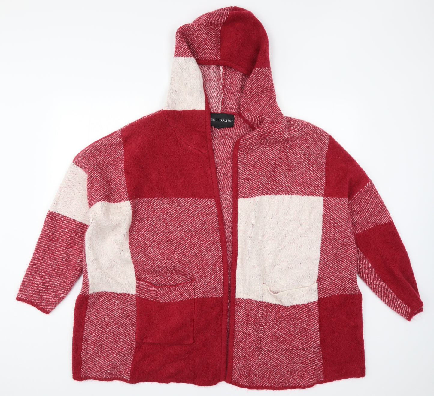 Centigrade Womens Red Check Knit Cardigan Jumper Size L