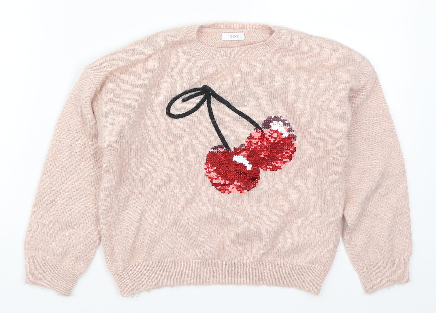 NEXT Girls Pink  Knit Pullover Jumper Size 6 Years  - Cherries