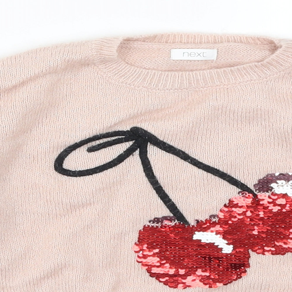 NEXT Girls Pink  Knit Pullover Jumper Size 6 Years  - Cherries