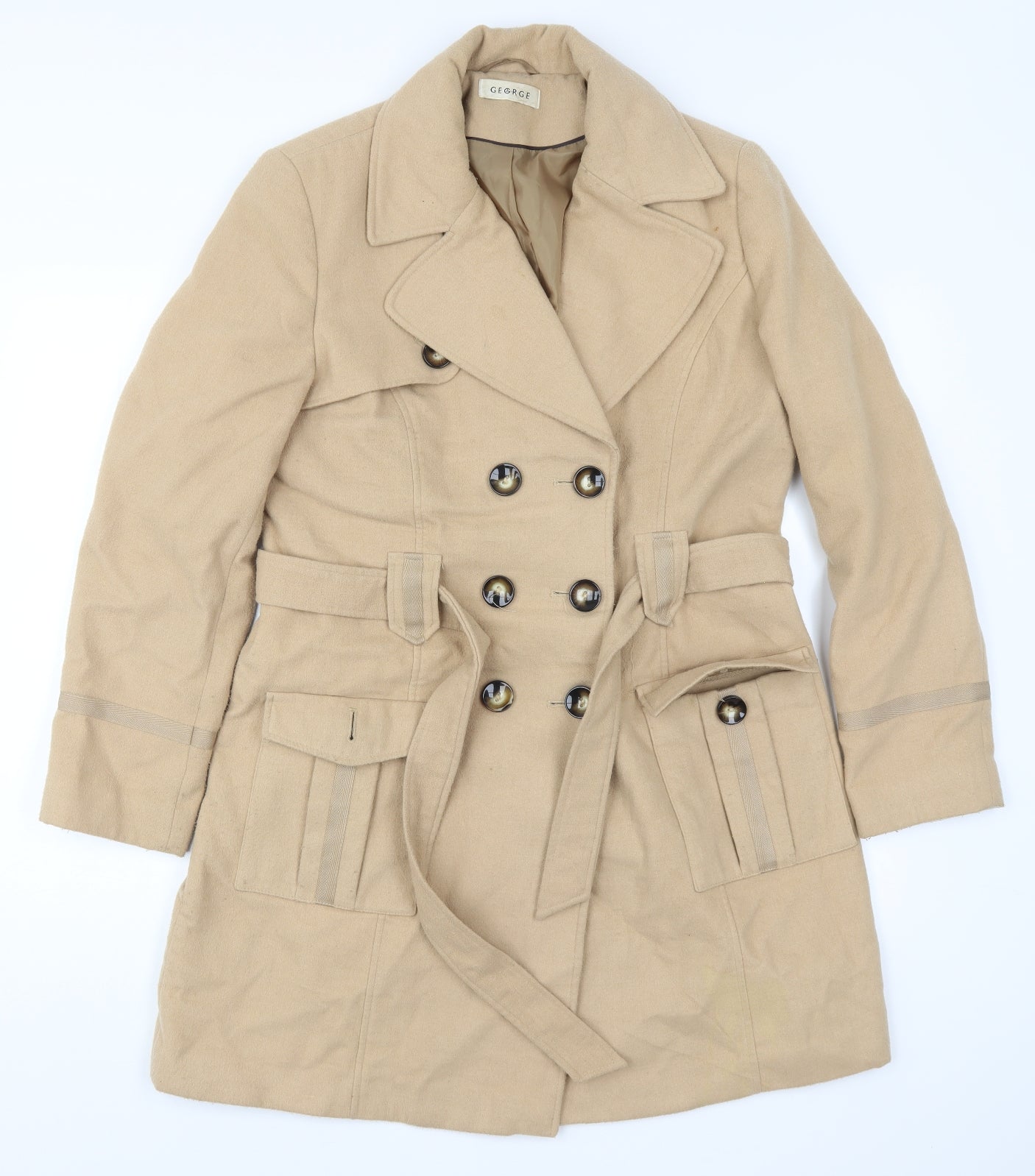 George Womens Beige   Trench Coat Coat Size 16