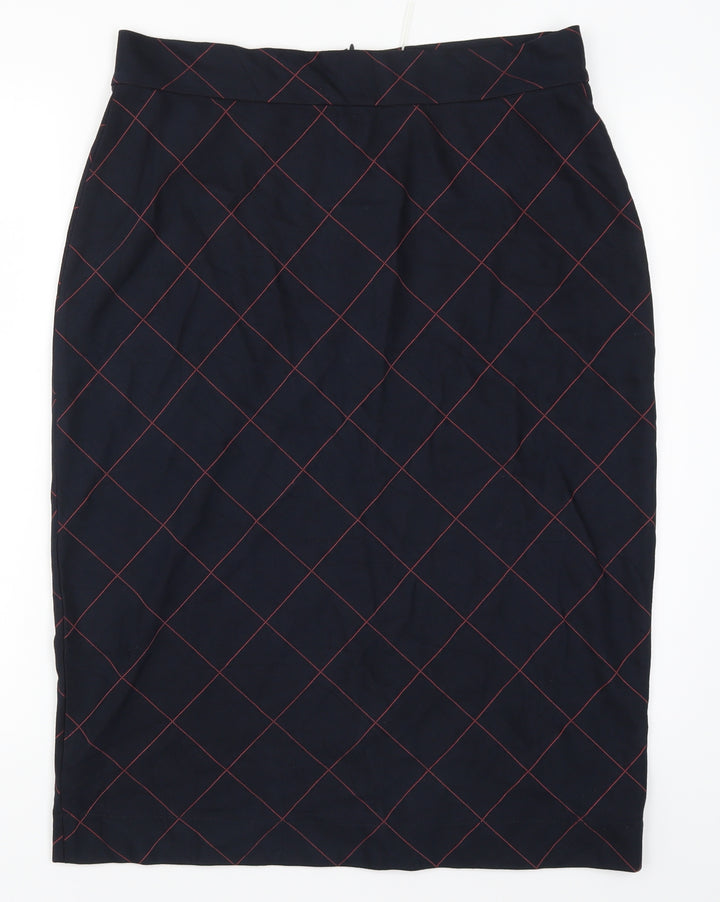 Gerry Weber Womens Blue Check  Straight & Pencil Skirt Size 18