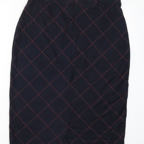 Gerry Weber Womens Blue Check  Straight & Pencil Skirt Size 18