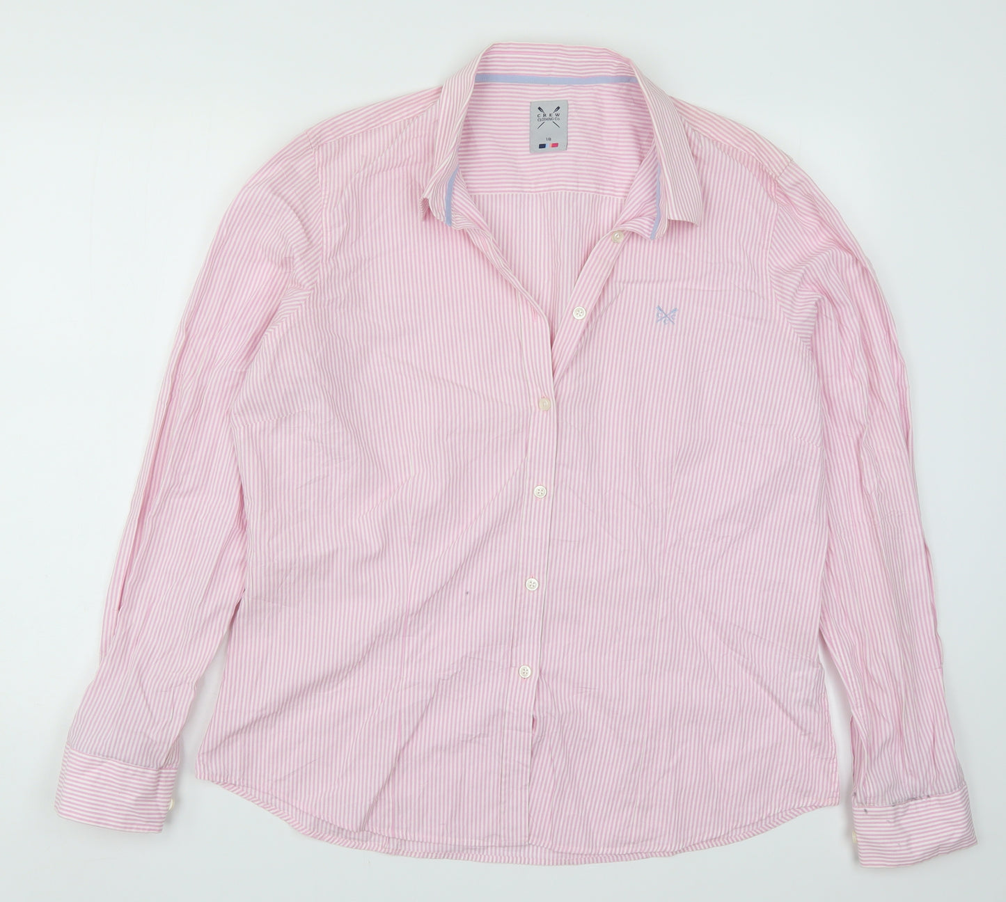 Crew Clothing Womens Pink Striped  Basic Button-Up Size 18