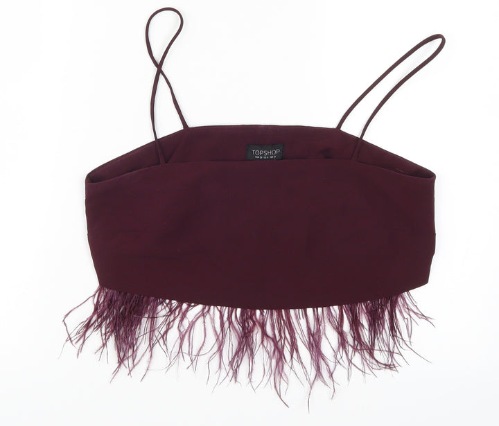Topshop Womens Purple Cropped Tank Size 10 - Feathers