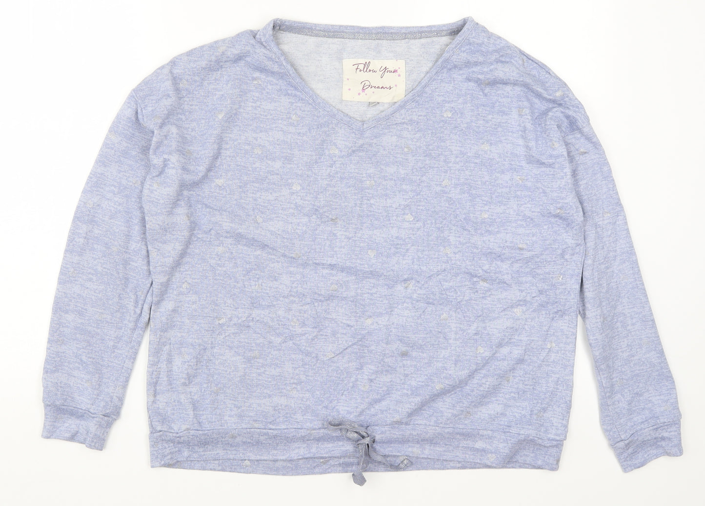 TU Womens Blue Solid  Top Pyjama Top Size 14  - Love Hearts