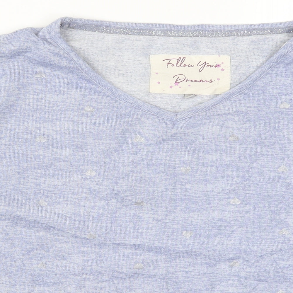 TU Womens Blue Solid  Top Pyjama Top Size 14  - Love Hearts