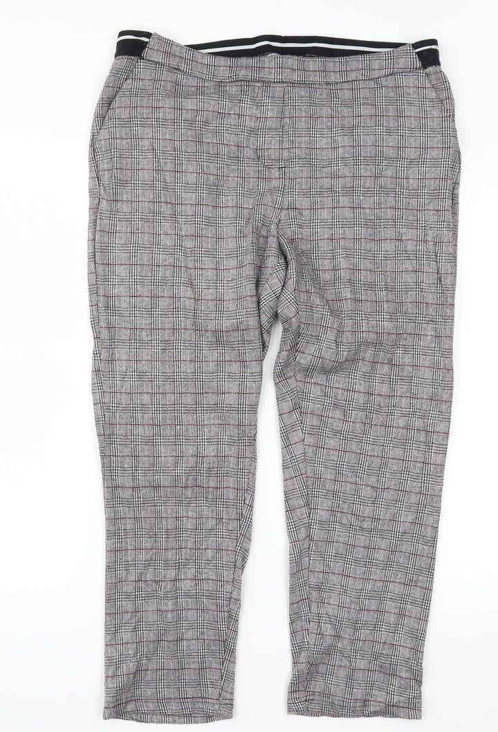 Damart Womens Grey Check Trousers Size 14 L24 in - Red