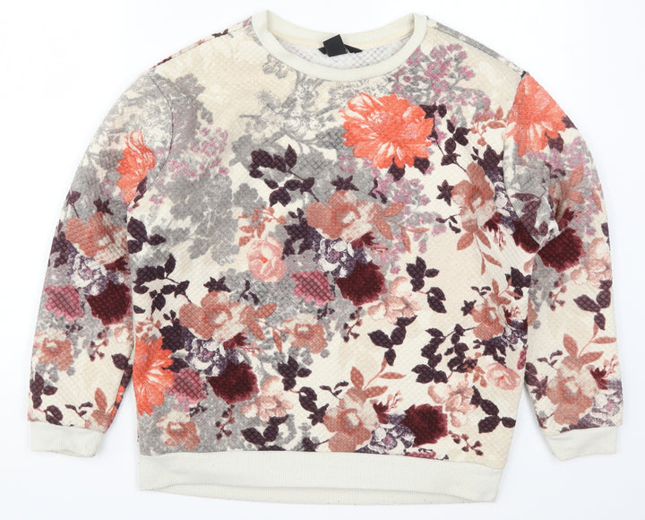 H&M Womens Multicoloured Floral Pullover Sweatshirt Size XS