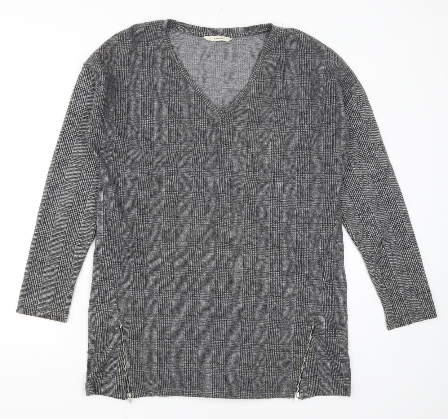 George Womens Grey Check  Basic T-Shirt Size 10