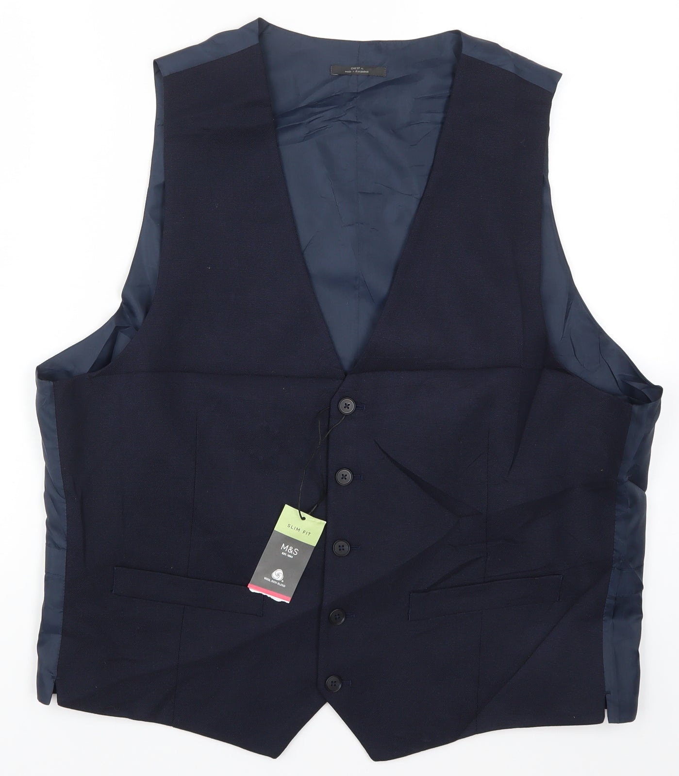 Marks and Spencer Mens Blue   Jacket Waistcoat Size XL