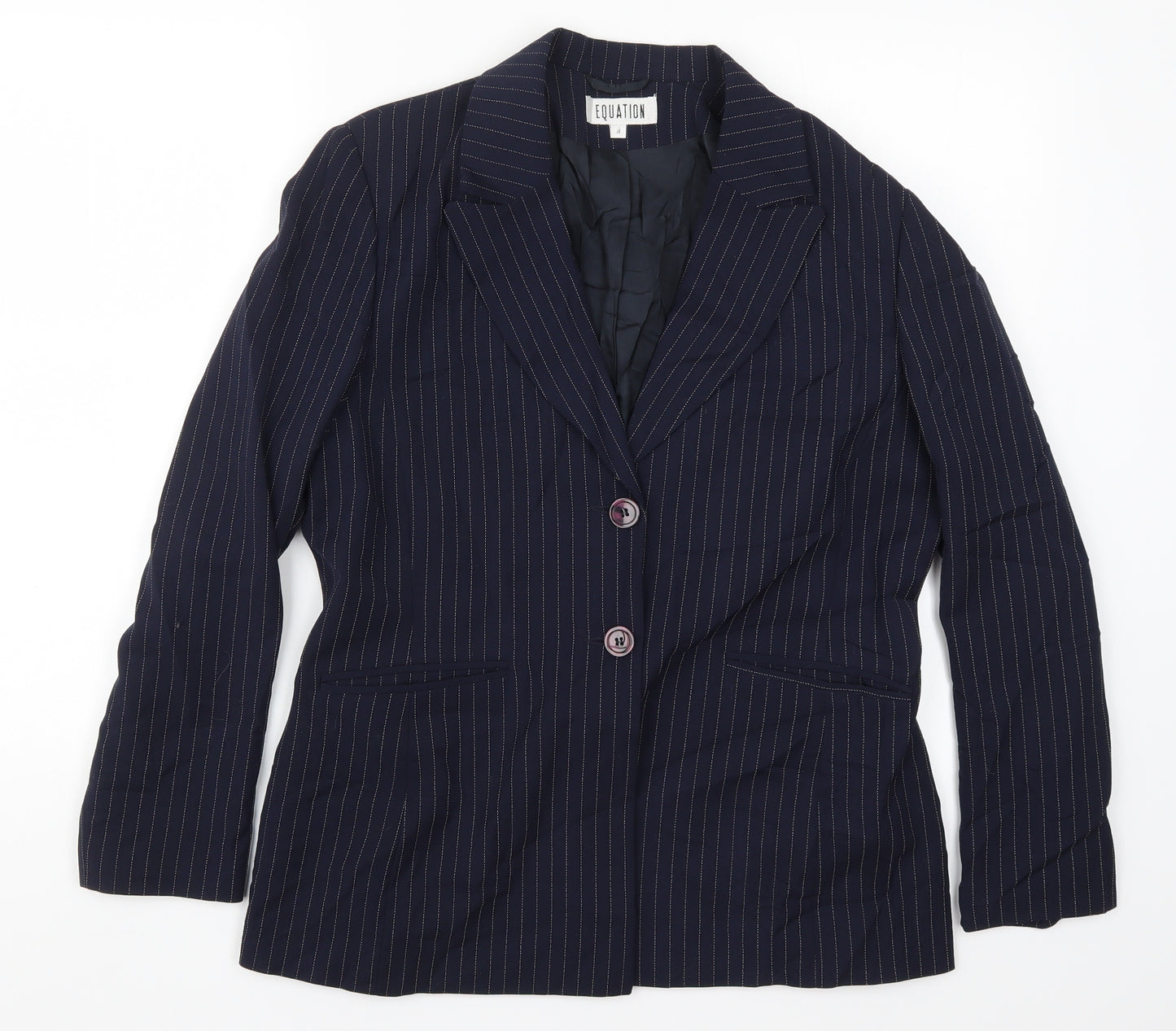 Equiation Womens Blue Striped  Jacket Suit Jacket Size 14
