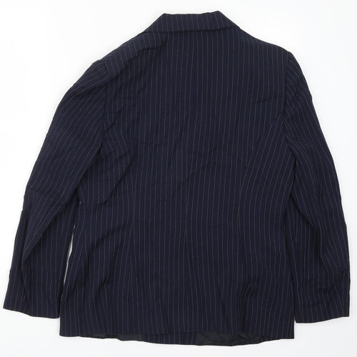 Equiation Womens Blue Striped  Jacket Suit Jacket Size 14