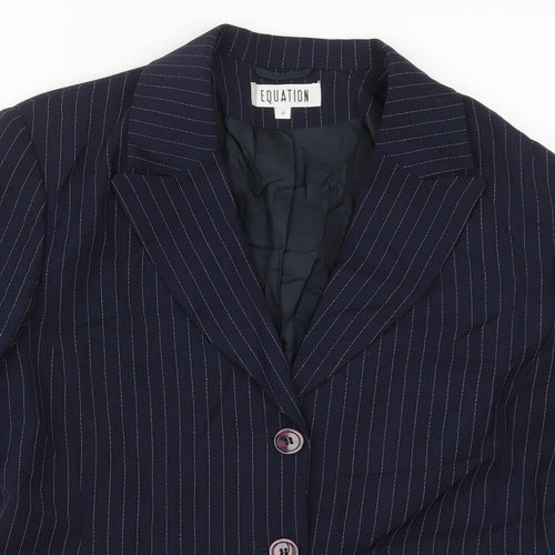 Equiation Womens Blue Striped  Jacket Suit Jacket Size 14