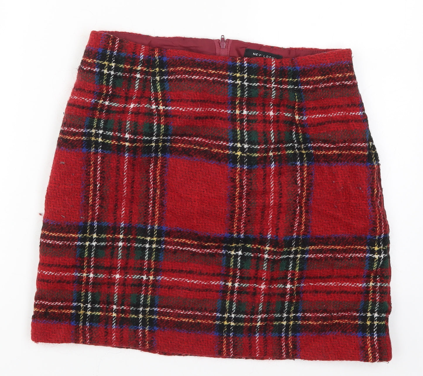 New Look Womens Red Check  Mini Skirt Size 10