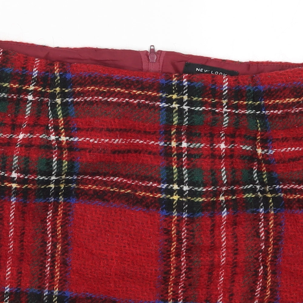 New Look Womens Red Check  Mini Skirt Size 10