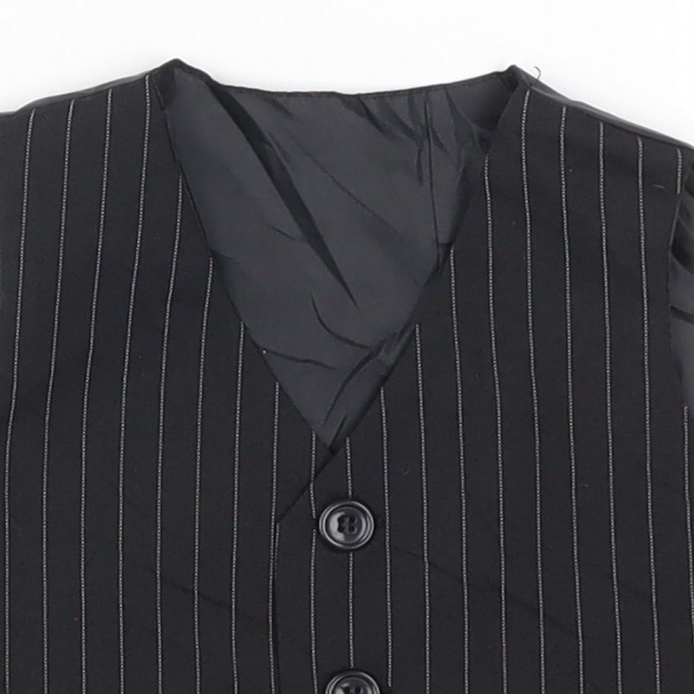 Preworn Boys Black Striped  Jacket Waistcoat Size 3-6 Months