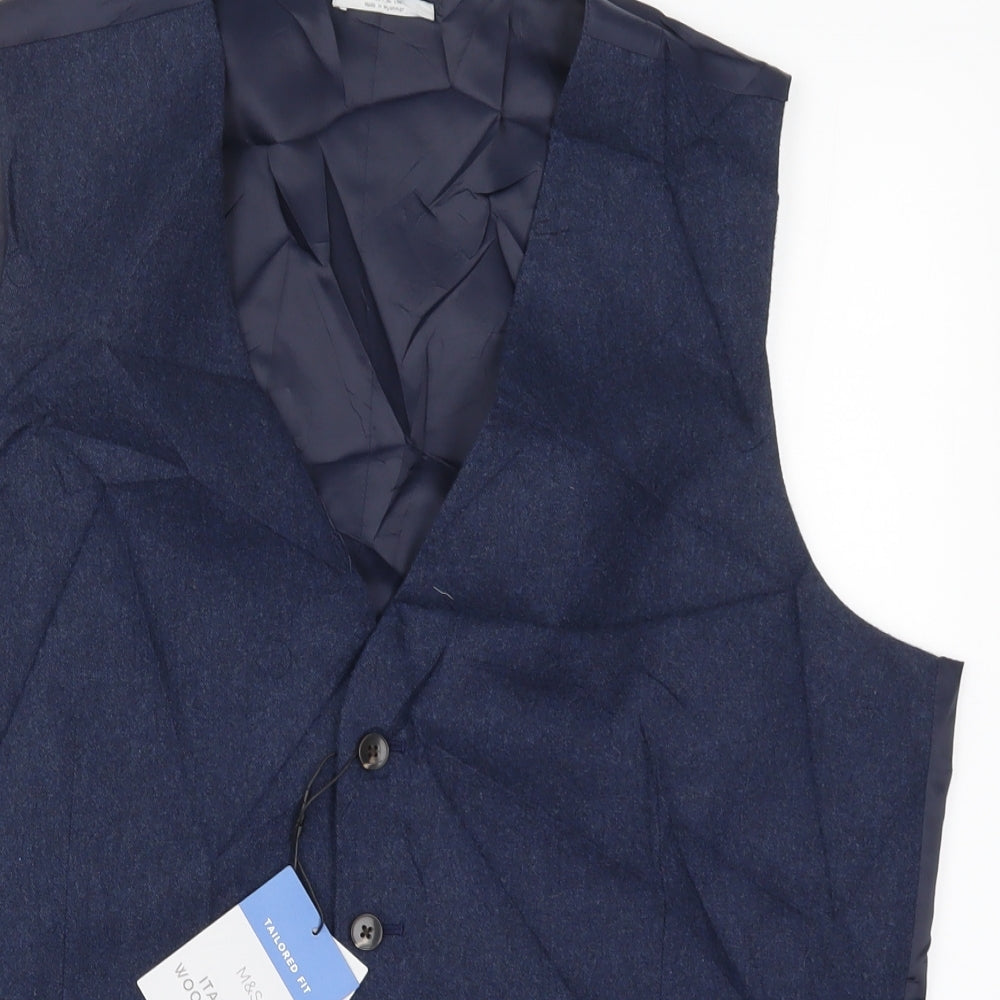 Marks and Spencer Mens Blue   Jacket Waistcoat Size XL