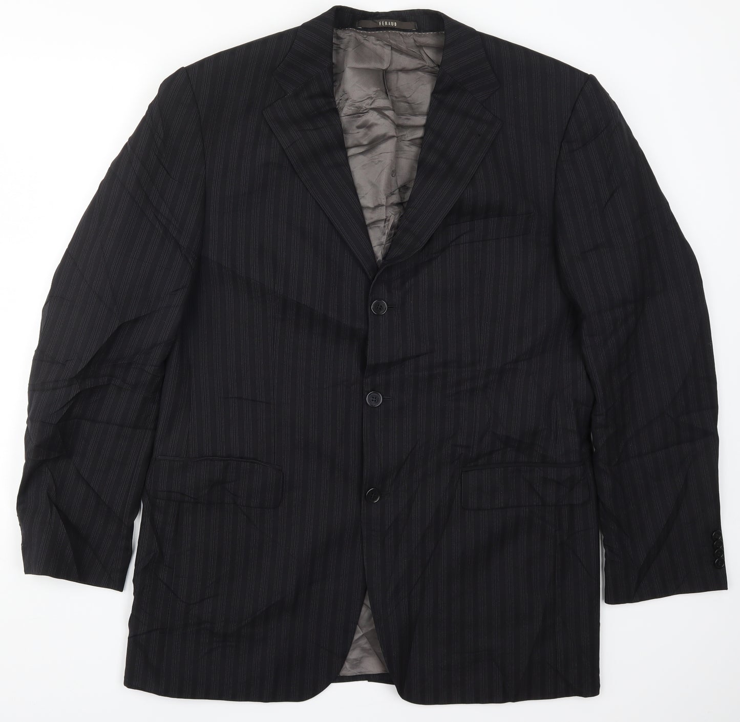 Feraud Mens Black Striped   Suit Jacket Size 44