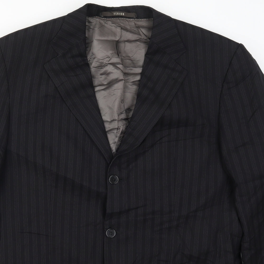 Feraud Mens Black Striped   Suit Jacket Size 44