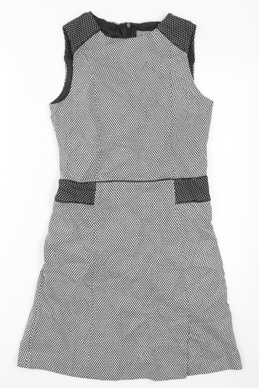 Oasis Womens Grey Geometric  A-Line  Size 8